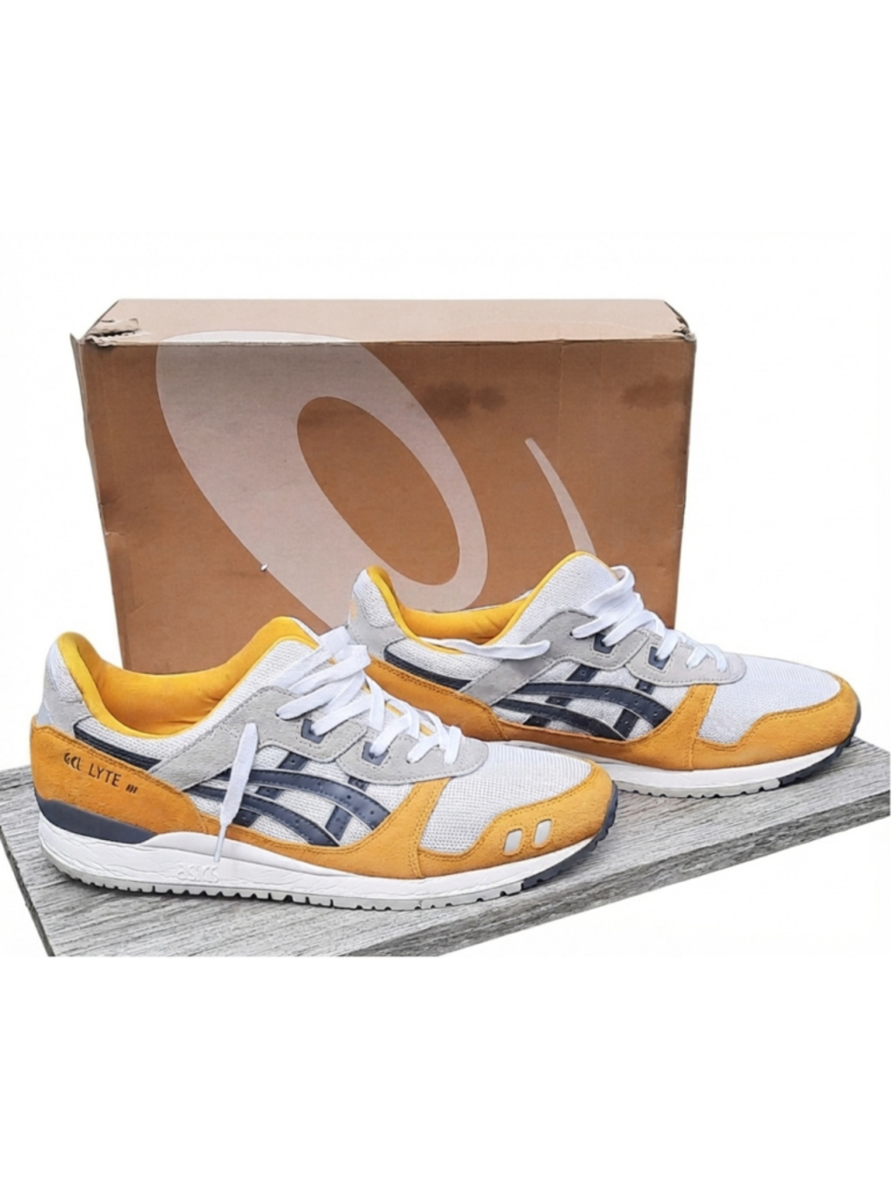 Mens ASICS Gel-Lyte III OG 'Sunflower' sneaker: Sunflower/Carrier Grey Size 12